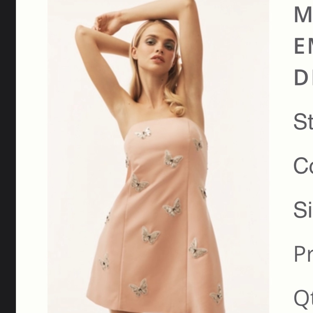 Chic Strapless Dress with Butterfly Details